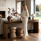 64.96" Solid Wood Veneer Console Table