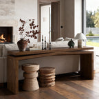 64.96" Solid Wood Veneer Console Table