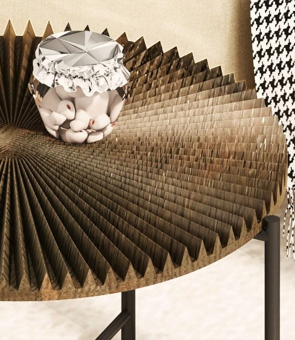 Radial Pattern 2-Piece Coffee and End Table Set, Distressed Cylindrical Waterproof MDF with PVC Cover
