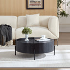 Round Coffee Table with Storage, Modern MDF Accent Tea Table with Rotating Top