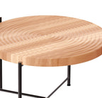 2-Piece Coffee & End Table Set, Waterproof MDF PVC Distressed Cylindrical Design