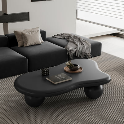 47 Inch Cloud Shaped Coffee Table with 3 Ball Legs for Living Room