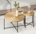 2-Piece Coffee & End Table Set, Waterproof MDF PVC Distressed Cylindrical Design