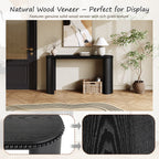 Mirod Vintage Console Table with Beaded Trim, Reversible Curved Legs, Natural Wood Veneer